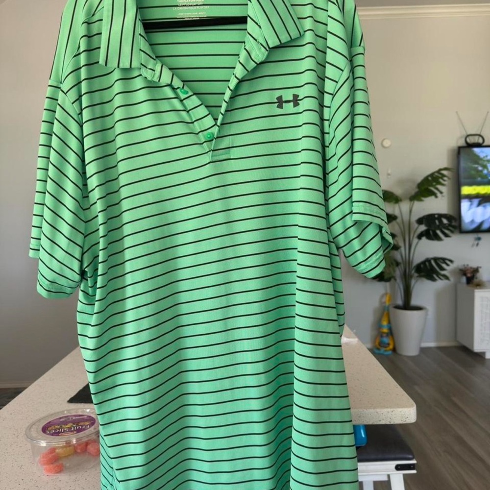 Under Armour Green Striped Polo Shirt